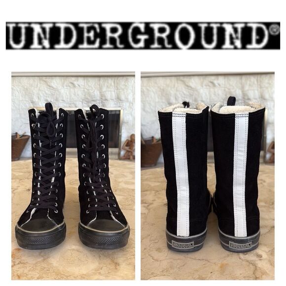 Underground England X-Hi Top Shearling Lined 12-Eyelet Trainers / Boots - Picture 1 of 13